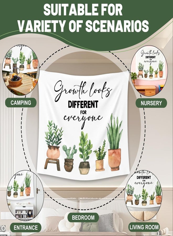 IIDEA 60x50 Inch Growth Looks Different for Everyone Mental Health Tapestry,Inspirational Botanical Wall Hanging,Fabric Plant Wall Decor for Bedroom Classroom Therapy Office Reading Corner - Image 3